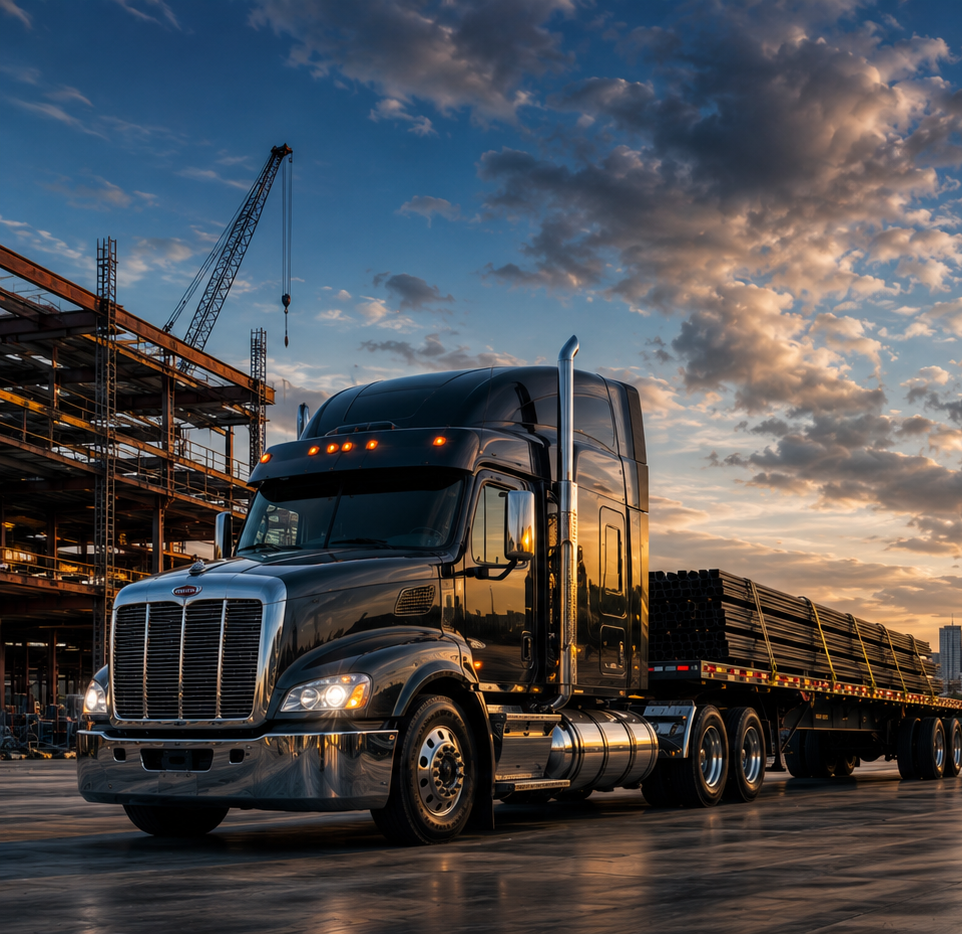 Driver in truck cab